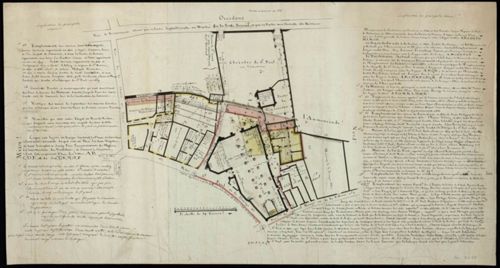 Extrait du plan du quartier Saint-Paul à Orléans, vers 1788 (Médiathèque dOrléans, Rés ZH 65)