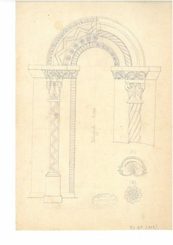 Relevé du portail de léglise de Bellegarde (Loiret ; SAHO, Fond Poullain, Fi_45_102)
