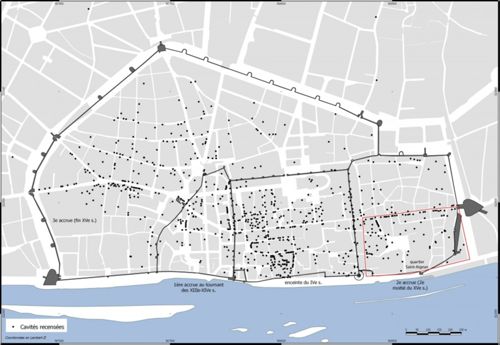 Inventaire et cartographie des cavités recensées dans le cadre du programme SICAVOR, fin 2017 (crédits : Pôle d'archéologie, 2017)
