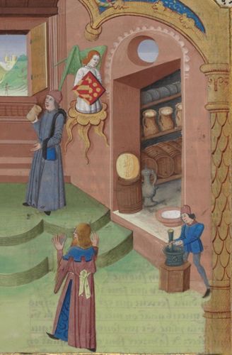 L'arrière cuisine, Livre des propriétés des choses, de Barthélemy lAnglais (Bnf, ms fr. 22532, folio 317v)