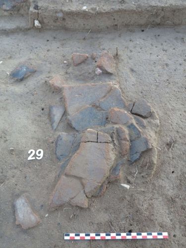 Fragments de poterie de l'âge du Bronze découverts rue Charles Sadron à Orléans (crédits : Pôle d'archéologie/Inrap, 2018)