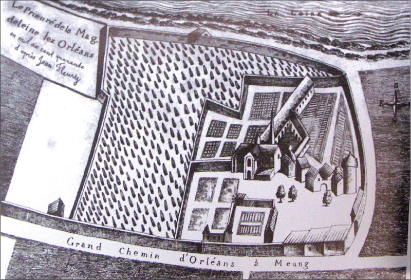 « Le prieuré de la Magdeleine lez Orléans en 1640 d’après Jean Fleury » (AMO : O Dos 53)