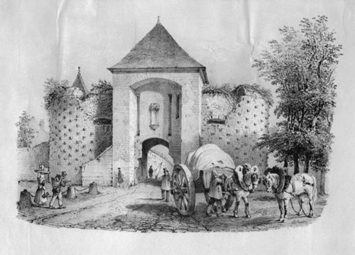 Vue de la Porte Saint-Jean vers 1830 (crédits : Musée Archéologique et Historique de l'Orléanais)