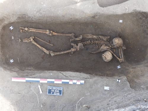 Exemple de sépulture gallo-romaine mise au jour sur le site de l'Hôpital Porte Madeleine (Crédits : Pôle d'archéologie, 2022)